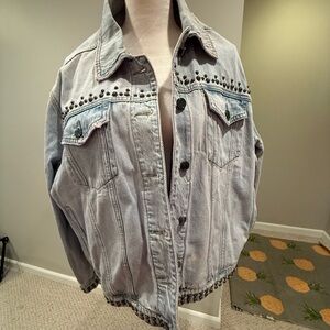 Good American Studded oversized Denim Jacket NWT